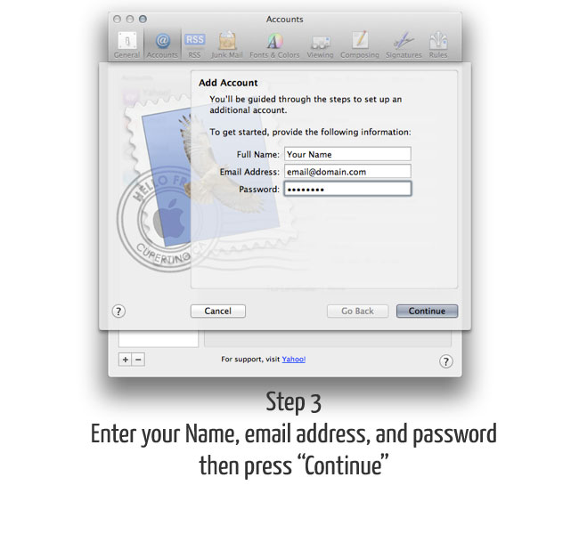 email set up on macmail